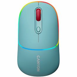 CANYON MW-22, 2 in 1 Wireless optical mouse with 6 buttons, DPI 800/1200/1600, 2 mode(BT/ 2.4GHz),  650mAh Li-poly battery,RGB backlight ,Dark cyan, cable length 0.8m, 110*62*34.2mm, 0.085kg