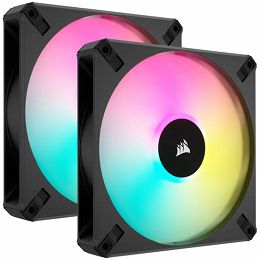 Corsair fan AF ELITE Series, AF140 RGB ELITE, 140mm Fluid Dynamic RGB with AirGuide, Dual Pack with Lighting Node CORE