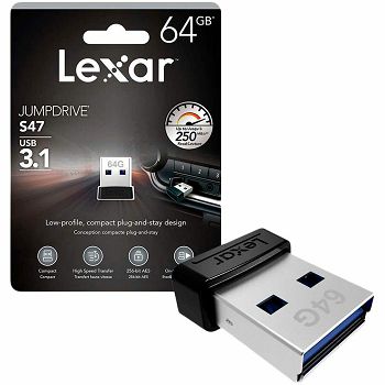 LEXAR JumpDrive USB 3.1 S47 64GB Black Plastic Housing, for Global, up to 250MB/s EAN: 843367116379