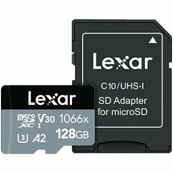 LEXAR Professional 1066x 128GB microSDHC/microSDXC UHS-I Card SILVER Series with adapter