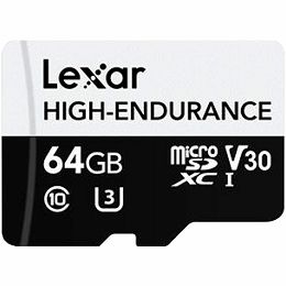 Lexar 64GB High-Endurance microSDHC/microSDXC UHS-I cards, up to 100MB/s read, 35MB/s Write, C10 A1 V30 U3, EAN: 843367128983