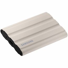 SAMSUNG T7 Shield Ext SSD 2000 GB USB-C beige 1050/1000 MB/s 3 yrs, included USB Type C-to-C and Type C-to-A cables, 
Rugged storage featuring IP65 rated dust and water resistance and up to 3-meter dr