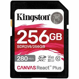 Kingston 256GB SDXC Canvas React Plus SDXC UHS-II 280R/150W U3 V60, EAN: 740617340594